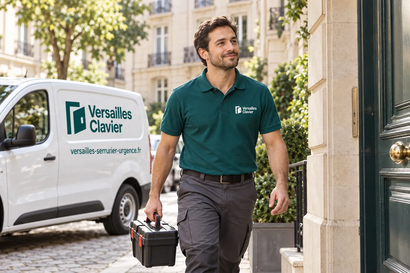 Serrurier Versailles Clavier se rendant à une intervention dans une rue de Versailles